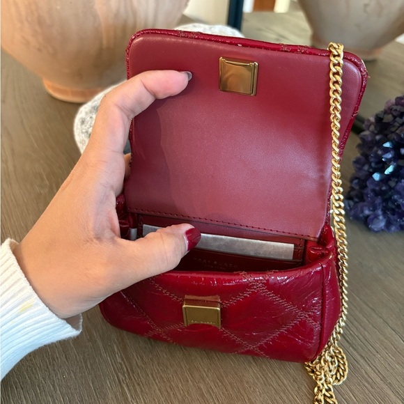 Red Quilted Leather Chain Bag - Picture 5 of 6